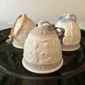 Vintage Lladro Porcelain Christmas Bells - Lot Of 3 - Years 1995, 1990, 1989